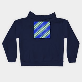 Blue and green diagonals Kids Hoodie